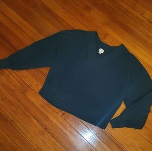 Women's Green V-Neck Sweater